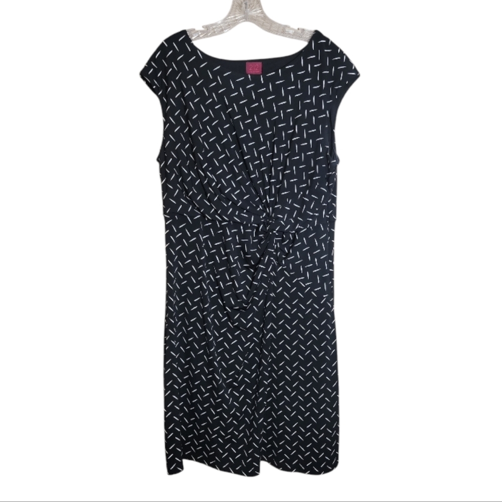 212 Collection black white twist front dress size XL cap sleeve stretch